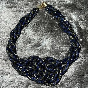 Blue, Gold, & Black Adjustable Fashion Necklace